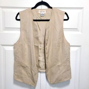 Vintage Talbots Button-Up Vest Trimmed Sz M Vtg‎
